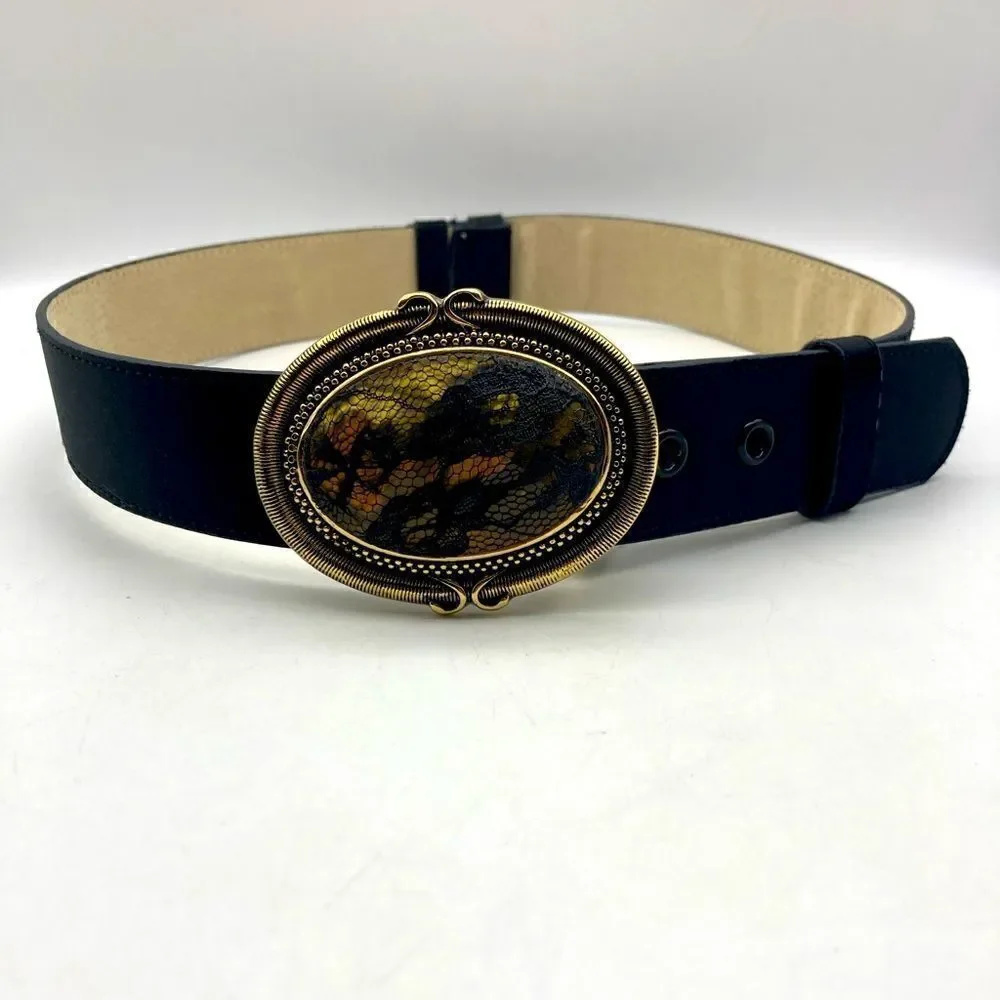 Chico’s Women’s Satin:Leather Belt Size S/M L 35”